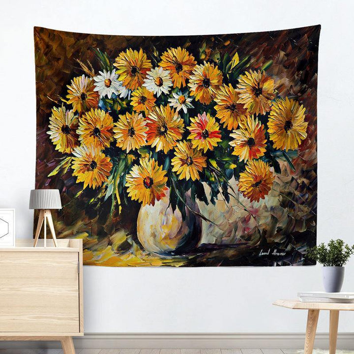 Flower Daisies Blanket Tapestry Hanging Wall Cloth Decoration Background Cloth Tablecloth Curtain (8 130x150cm) - MRSLM