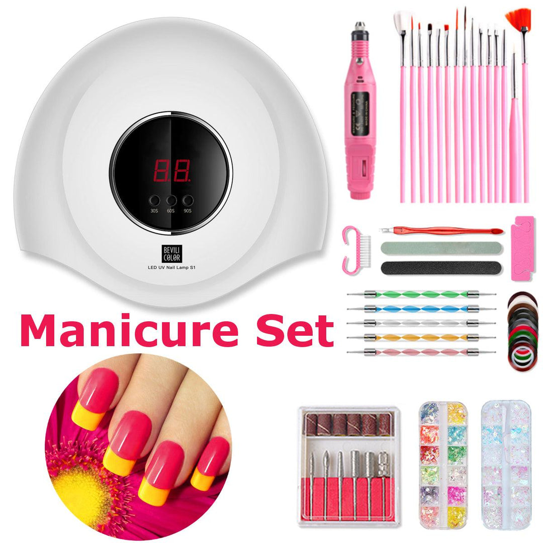 Dual Light Source UV Nail Lamp LED Light Therapy Machine Polishing Pen Set (#1) - MRSLM