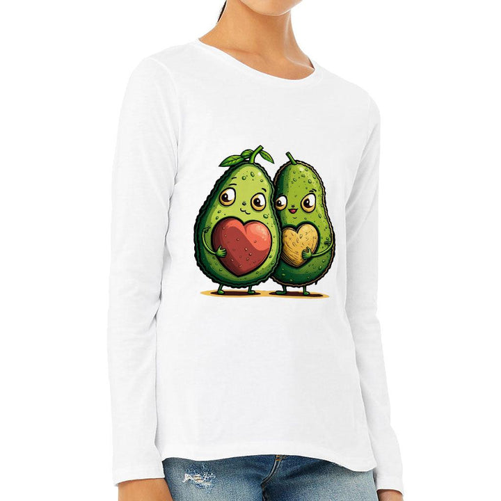 Avocado Women's Long Sleeve T-Shirt - Love Couple Long Sleeve Tee - Graphic T-Shirt - MRSLM