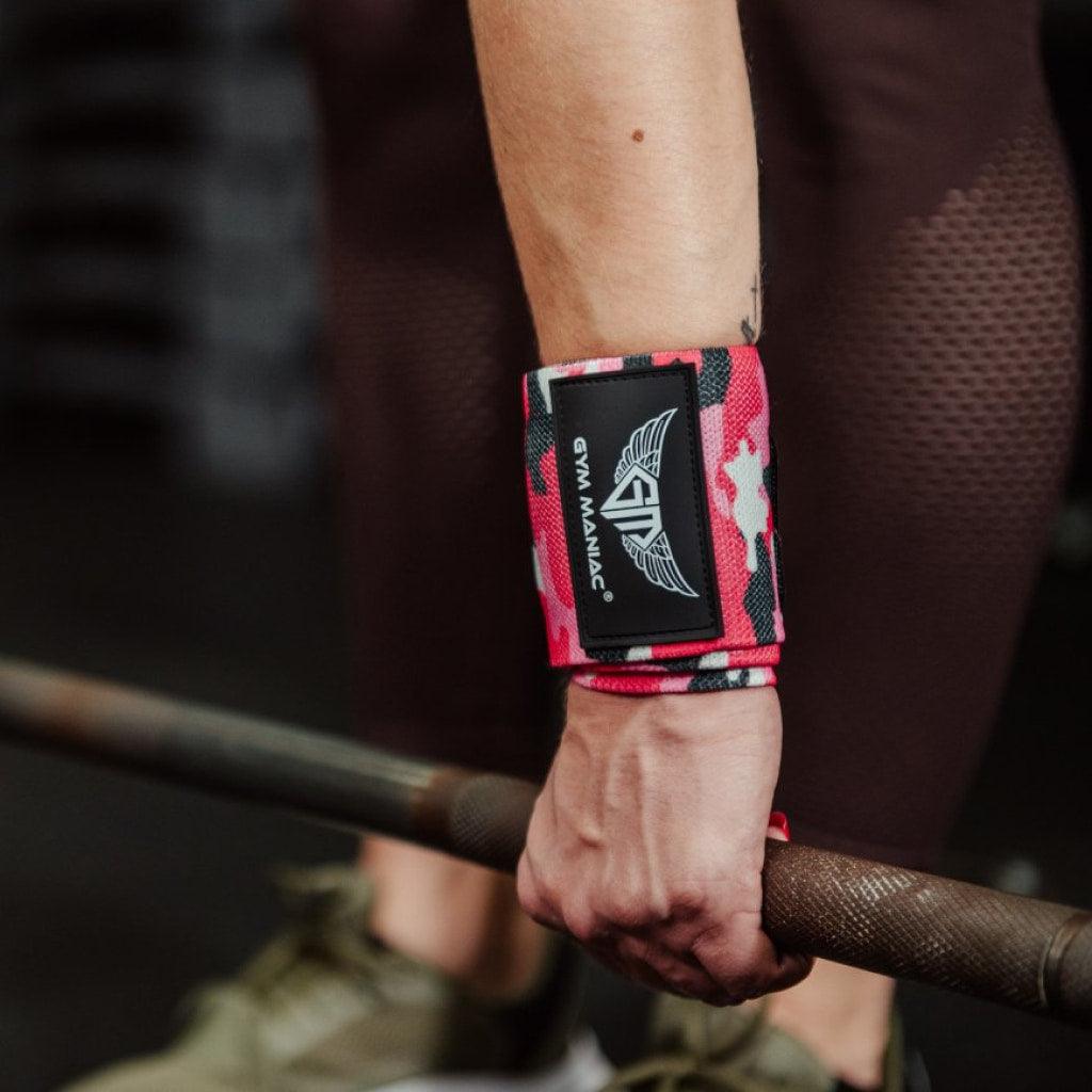 Gym Maniac Pink Camo GM Weightlifting Wrist Wraps - MRSLM