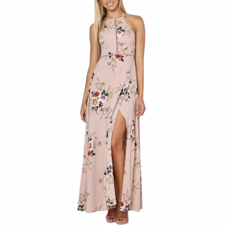 Women's Floral Printed Sleeveless Long Dress