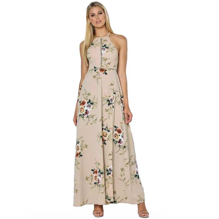 Women's Floral Printed Sleeveless Long Dress