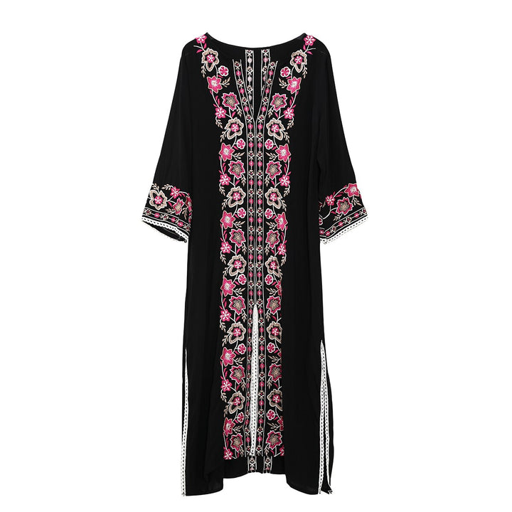 Embroidered Kaftan Midi Dress for Women