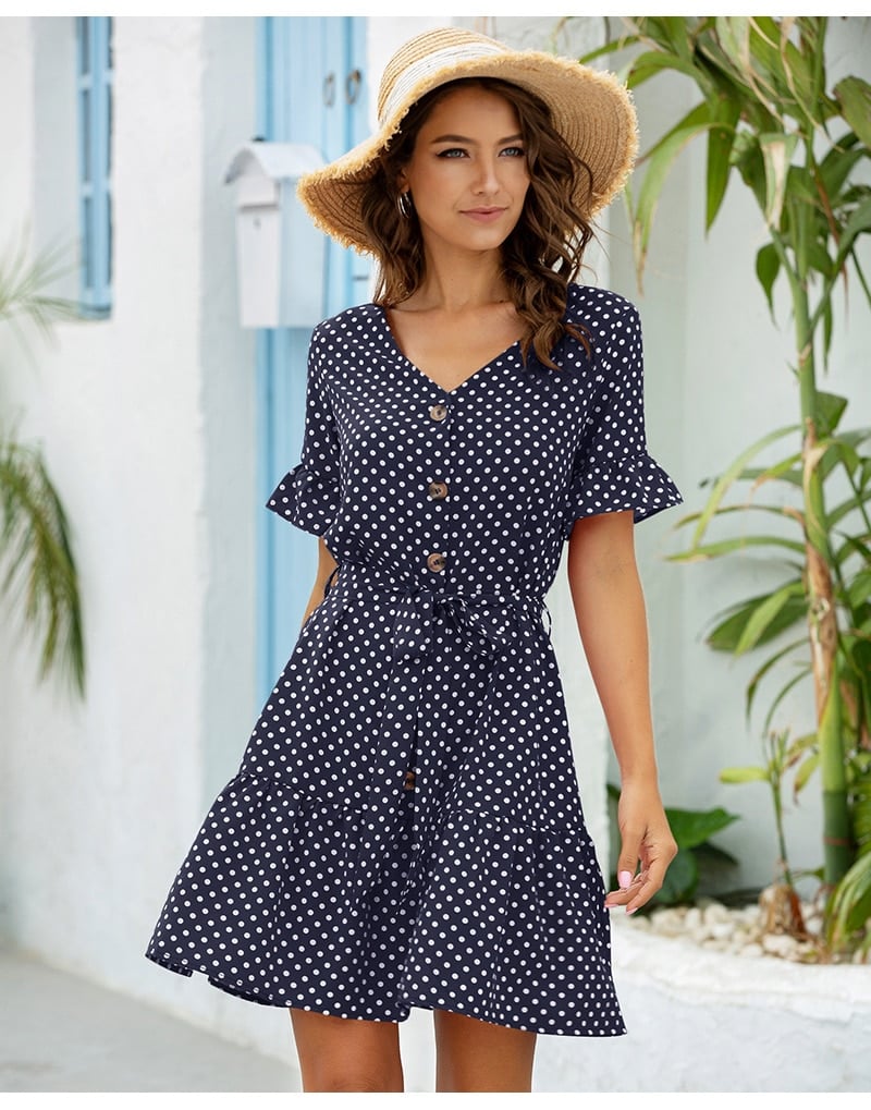 Women's Ruffled Polka Dot Dress