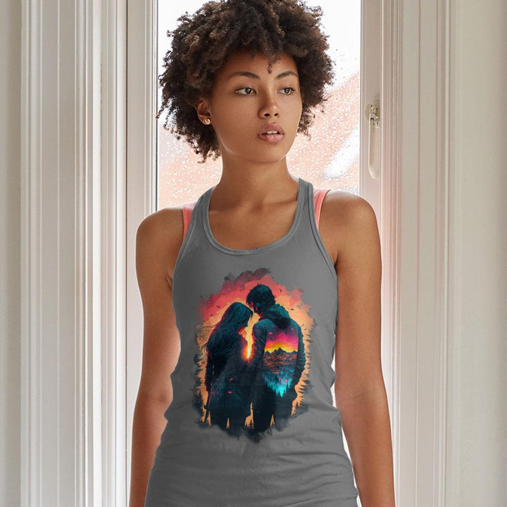 Nature Print Racerback Tank - Couple Tank - Art Workout Tank - MRSLM