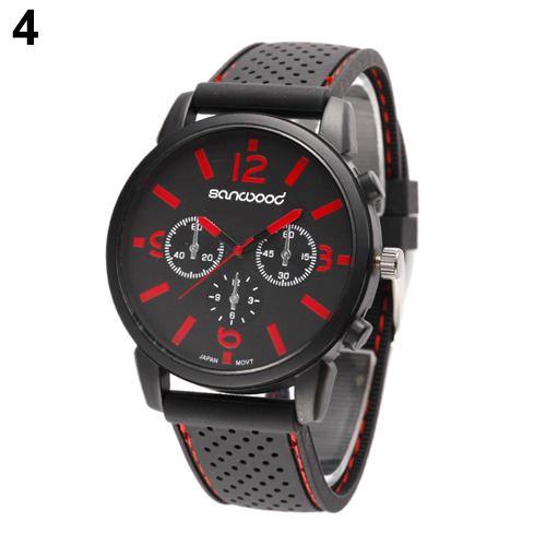 Men Numeral Dial Silicone Band Wristwatch Quartz Analog Casual Sport Wrist Watch - MRSLM