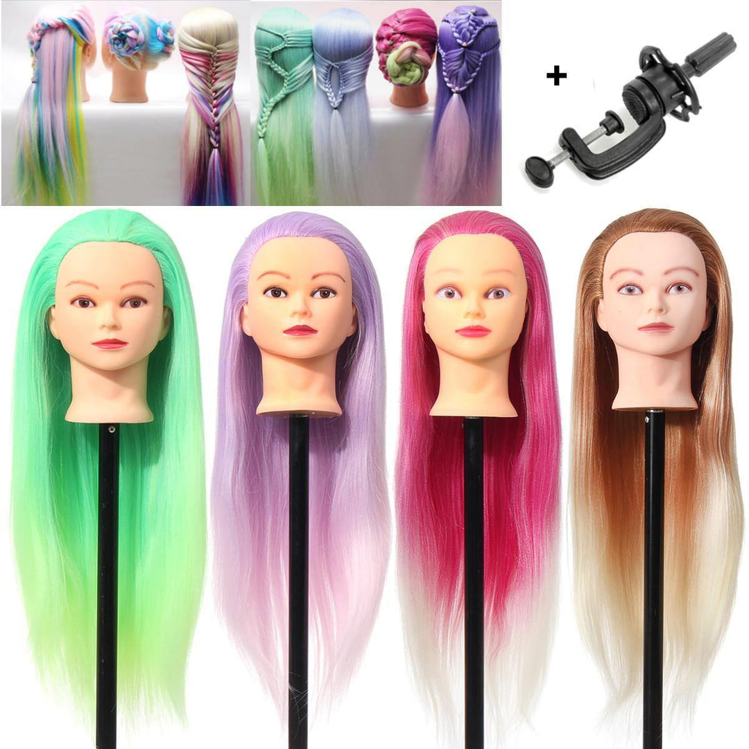 27'' Colorful Mannequin Head Hair Hairdressing Practice Training Salon + Clamp - MRSLM