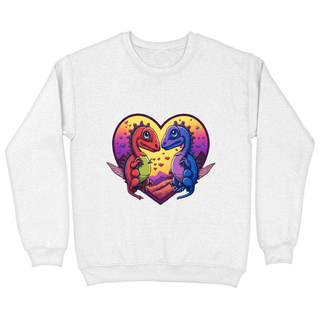 Dinosaurs in Love Sweatshirt - Art Crewneck Sweatshirt - Unique Sweatshirt - MRSLM