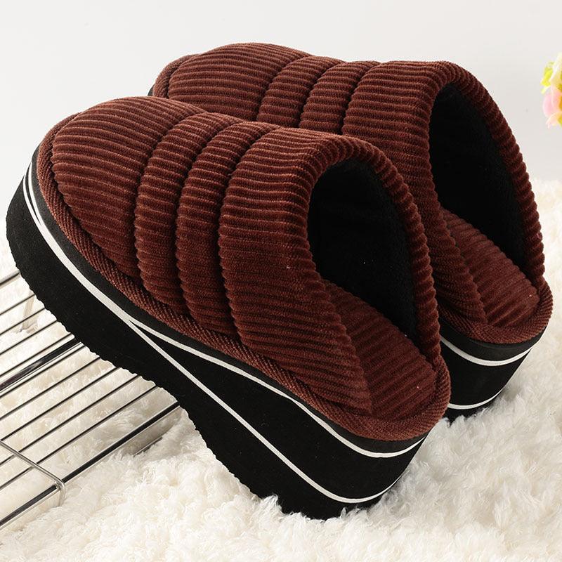 Winter Home Indoor High-heeled Cotton Slippers Women's Thick-soled Non-slip - MRSLM