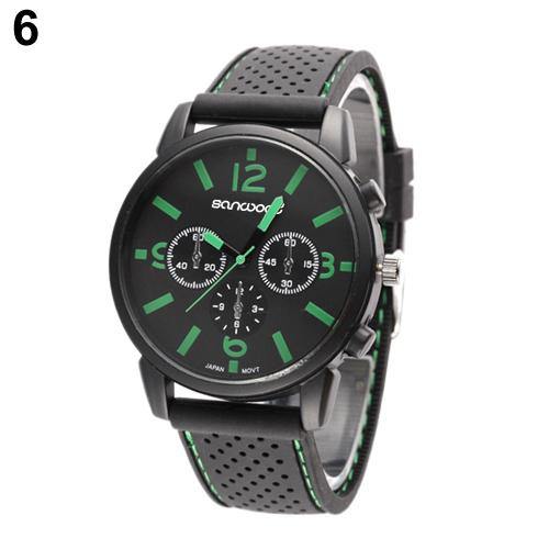 Men Numeral Dial Silicone Band Wristwatch Quartz Analog Casual Sport Wrist Watch - MRSLM