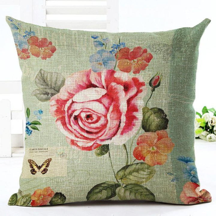 Honana HT-516 Flower Eiffel Tower Style Flower Pillow Case Cotton Linen Cushion Cover Home Sofa Car Decor - MRSLM