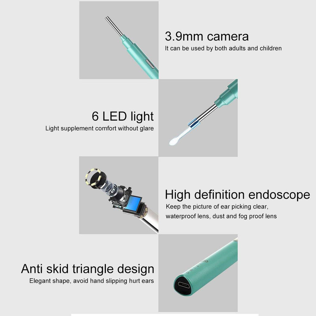 Smart Visual Ear Sticks Endoscope 300W High Precision Earpick Camera Mini WIFI Otoscope Health Care Ear Cleaner - MRSLM