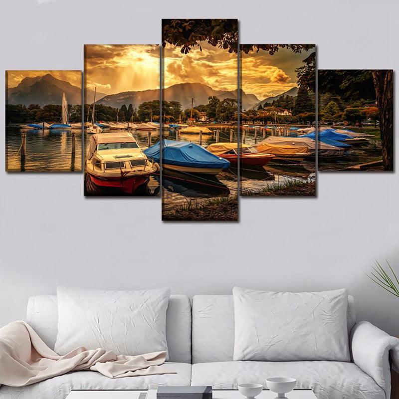 5Pcs Canvas Print Paintings Scenery Oil Painting Wall Decorative Printing Art Picture Frameless Home Office Decoration - MRSLM