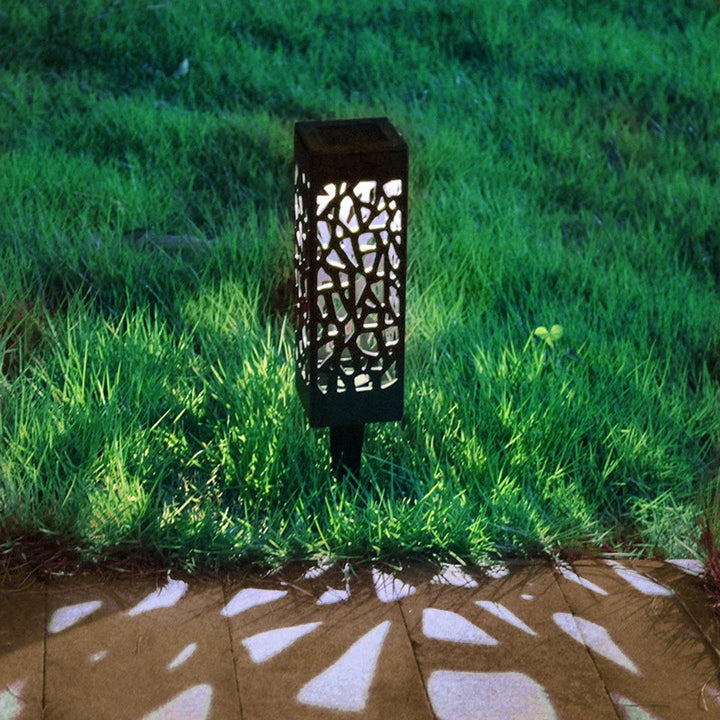 Solar Powered Outdoor LED Lawn Light Waterproof Hollow Garden Lamp Yard Path Decor - MRSLM