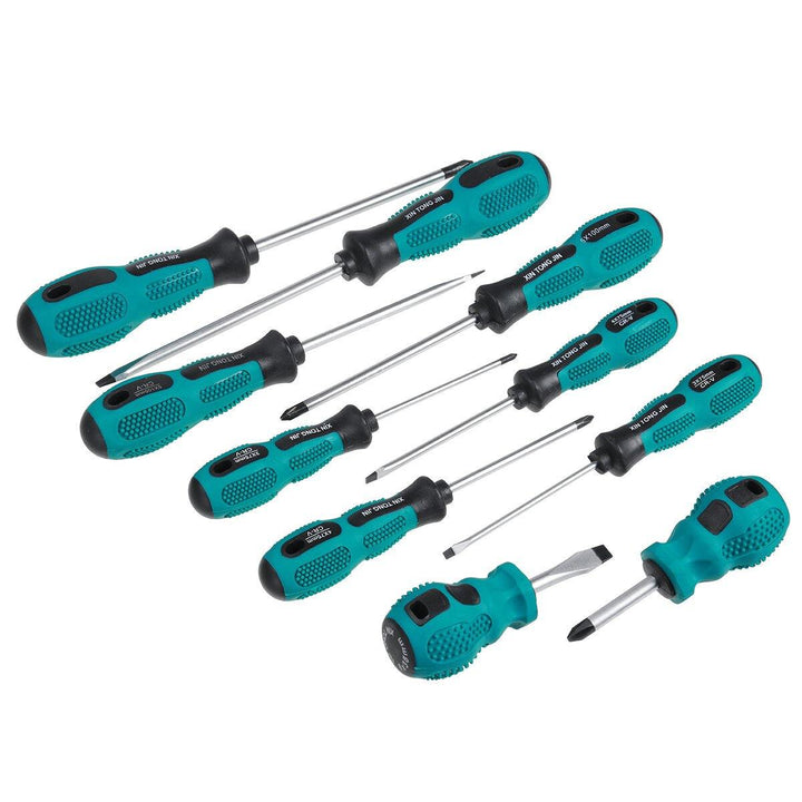 10Pcs Screwdriver Set Hardware ScrewDriver Tool Phillips Slotted Screwdriver W/ Magnetizer - MRSLM