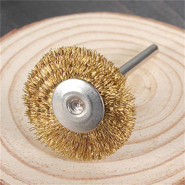 10pcs 3mm Shank Brass Wire Wheel Brushes for Dremel Rotary Tool - MRSLM