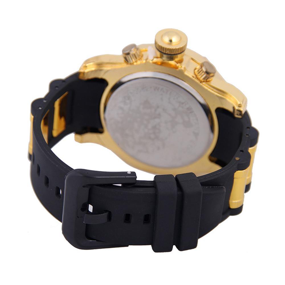 Outdoor Big Round Dial Analog Soft Rubber Band Quartz Men Sports Wrist Watch - MRSLM