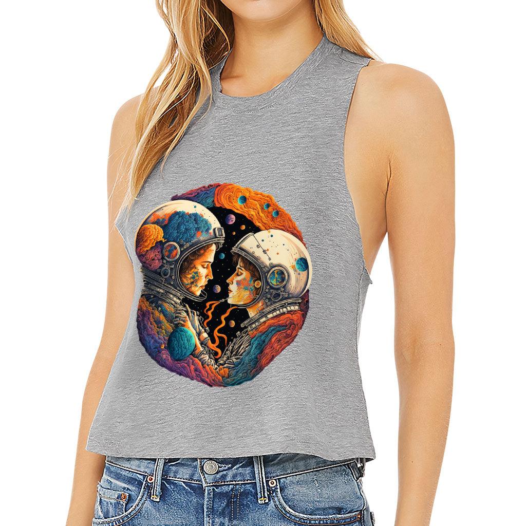 Love Astronaut Racerback Cropped Tank - Fantasy Women's Tank - Art Tank Top - MRSLM