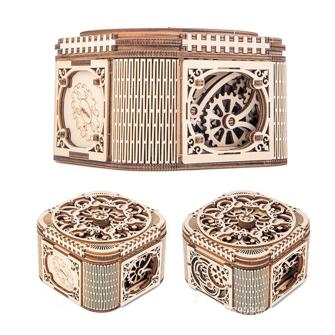 Wooden Mechanical Transmission Jewelry Box DIY Home Office Decor - MRSLM