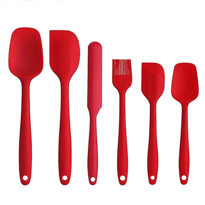 6PCS Non-Stick Rubber Spatula Set Heat-Resistant Spatula Kitchen Utensils Set Tools Kit - MRSLM