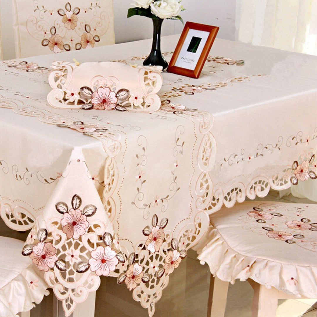 Four Sizes Classical Embroidery Flower Table Runnr Desk Mat Wedding Party Home Decor - MRSLM