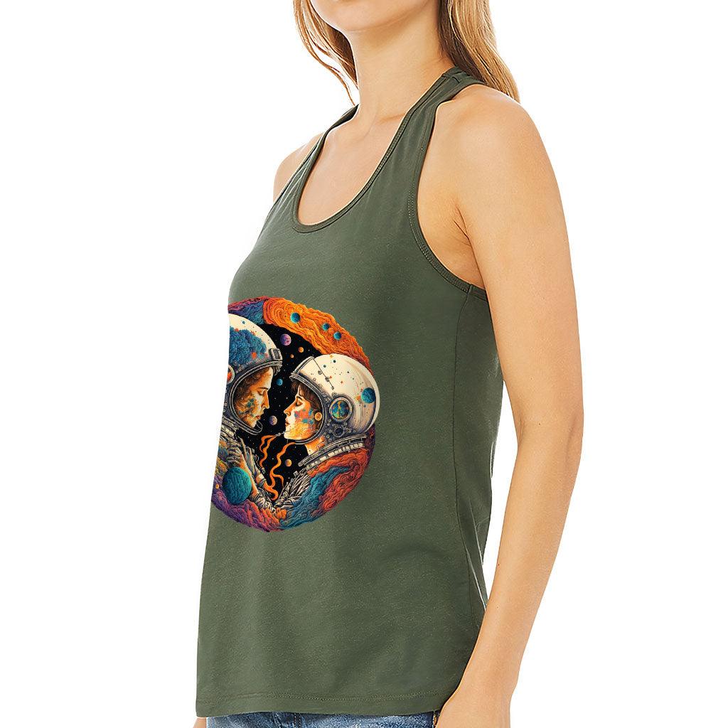 Love Astronaut Women's Racerback Tank - Fantasy Tank Top - Art Workout Tank - MRSLM