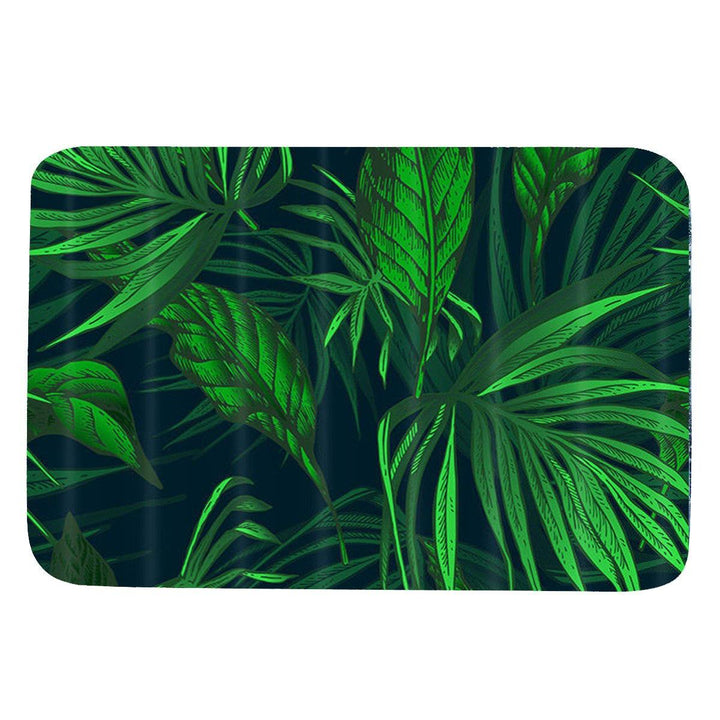 Tropical Plants Waterproof Shower Curtain Fabric With Hooks Ring Polyester Bathroom Rugs Mat - MRSLM