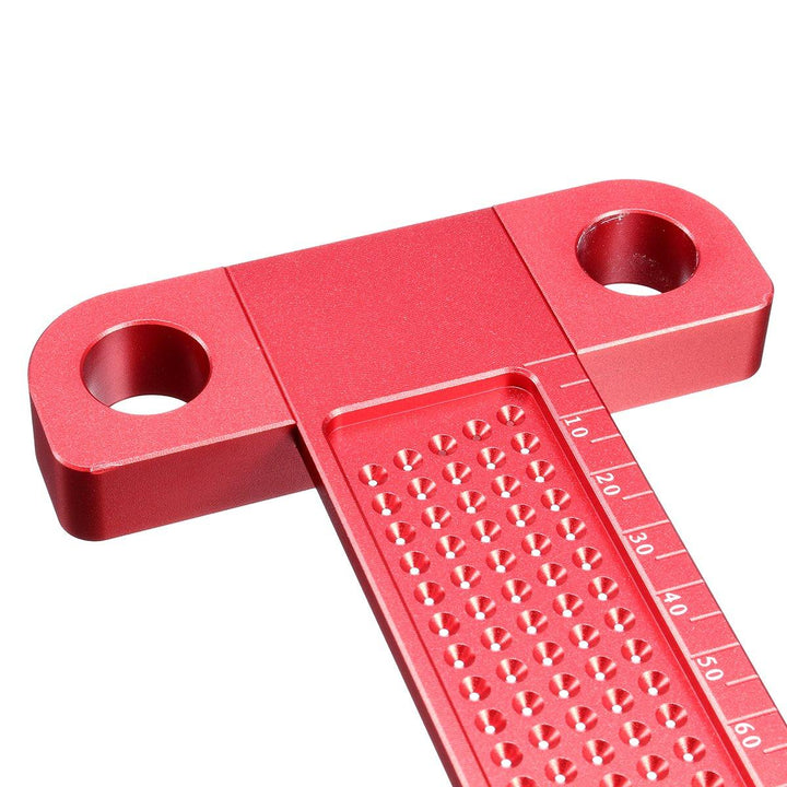 Drillpro Aluminium Alloy T-160 Hole Positioning Metric Measuring Ruler Woodworking Precision Marking Scriber - MRSLM