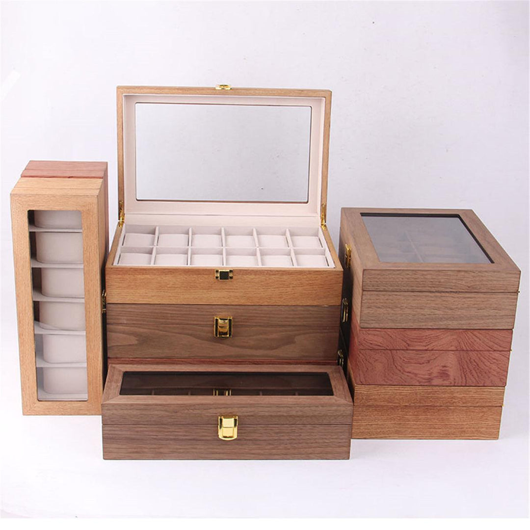 6/10/12 Slots Solid Wooden Watch Box Display Organizer Jewelry Storage Case - MRSLM