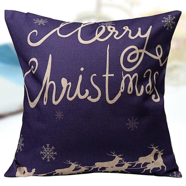 Christmas Letters Throw Pillow Case Square Sofa Office Cushion Cover Home Decor - MRSLM