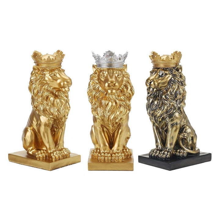 Nordic Style Crown Lion Statue Handicraft Decorations for Home Office Hotel Desk - MRSLM