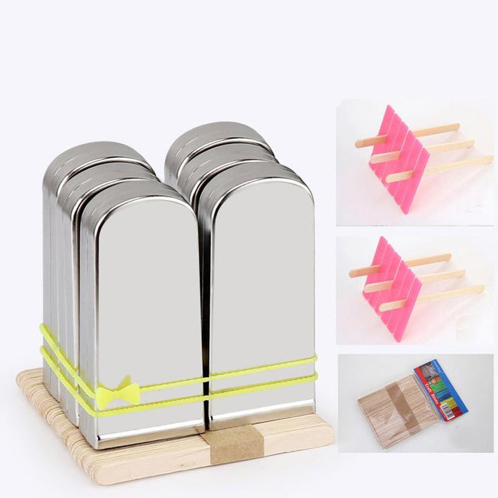 KC-ICE18 6 Pieces Set Stainless Steel Popsicle Mold Food Grade Ice Lolly Maker Summer Gifts - MRSLM