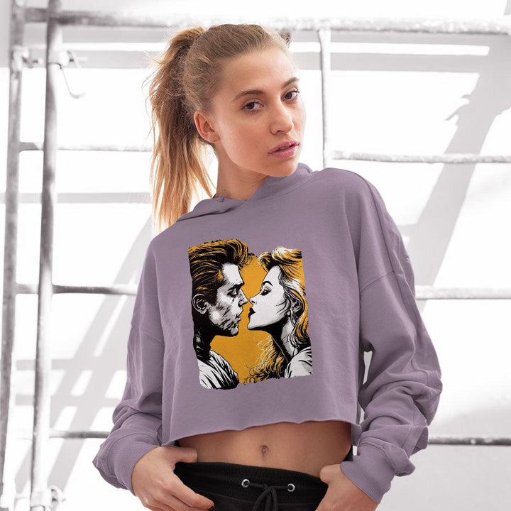 Bright Graphic Women's Cropped Hoodie - Love Themed Cropped Hoodie - Unique Hooded Sweatshirt - MRSLM