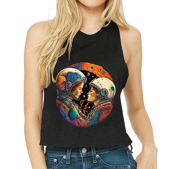 Love Astronaut Racerback Cropped Tank - Fantasy Women's Tank - Art Tank Top - MRSLM