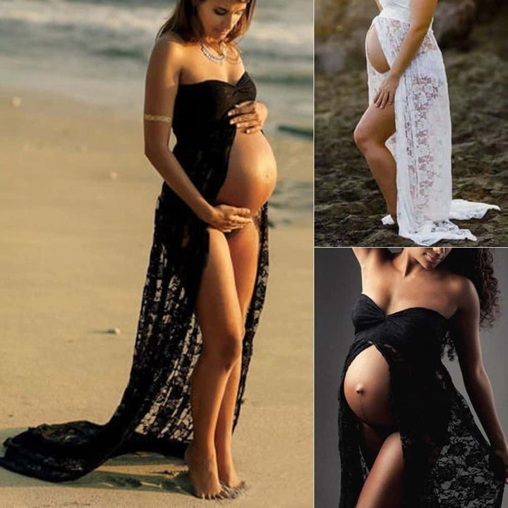 Women's Long Lace Maternity Dress