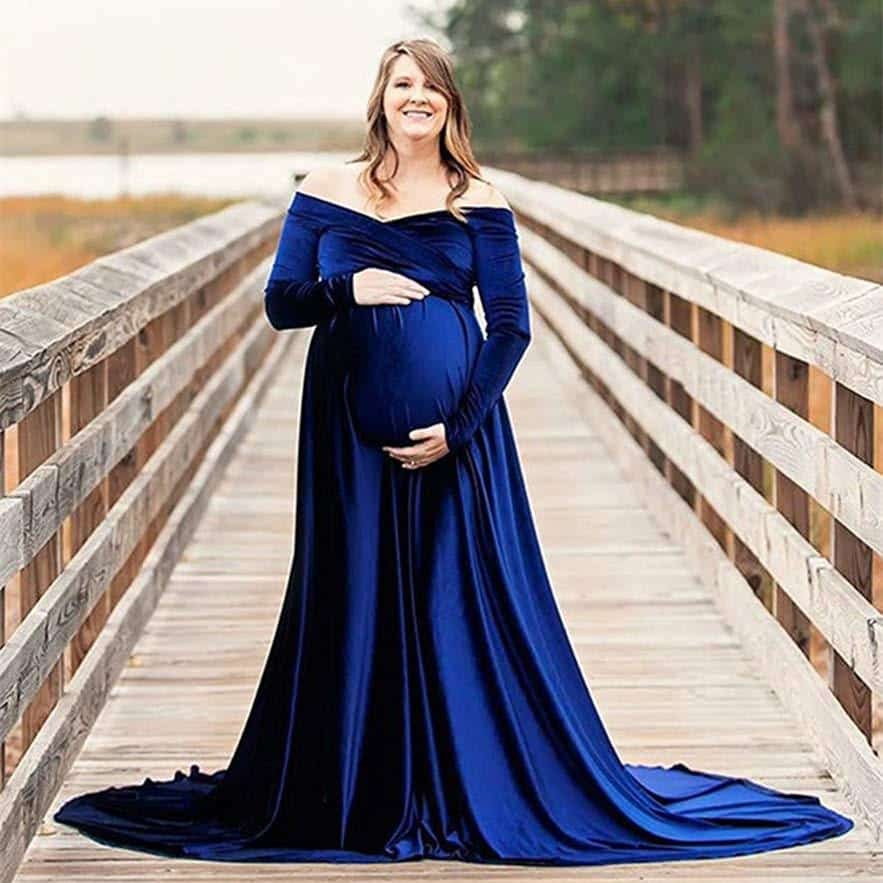 Velvet Maxi Long Maternity Dress