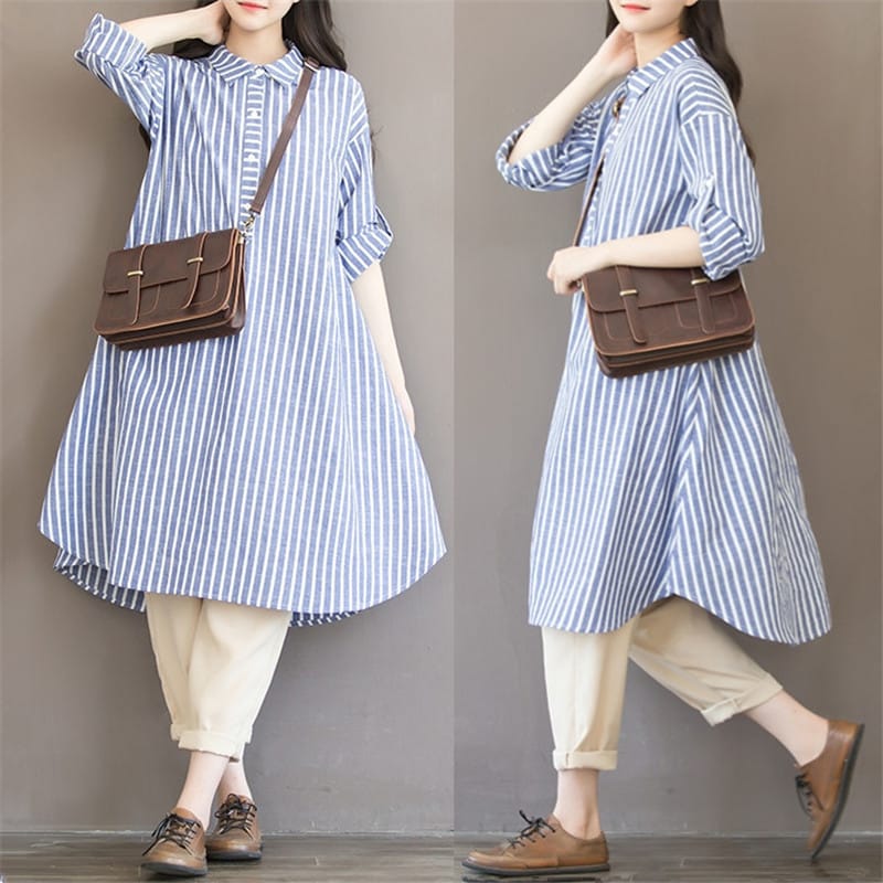 Cotton Striped Dress for Pregnant Women