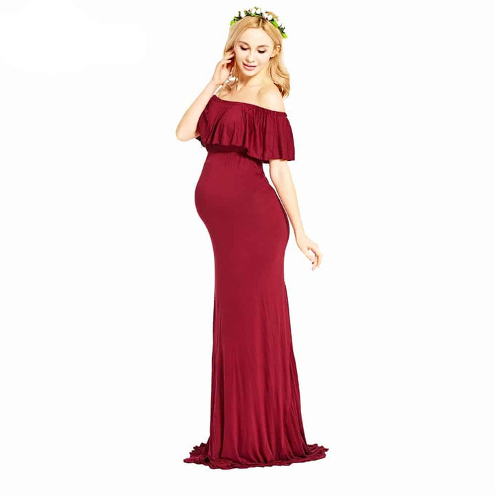 Elegant Maxi Maternity Dress with Ruffles