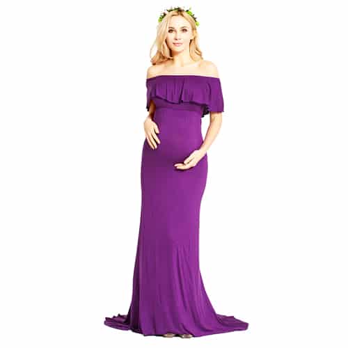 Elegant Maxi Maternity Dress with Ruffles