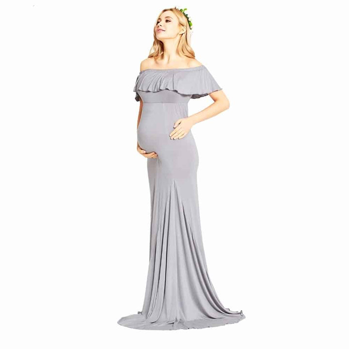 Elegant Maxi Maternity Dress with Ruffles