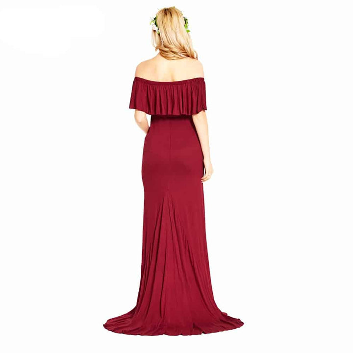 Elegant Maxi Maternity Dress with Ruffles