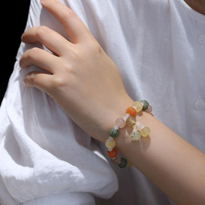 Fashion Golden Silk Jade Lotus Beads Jade Beaded Bracelet - MRSLM