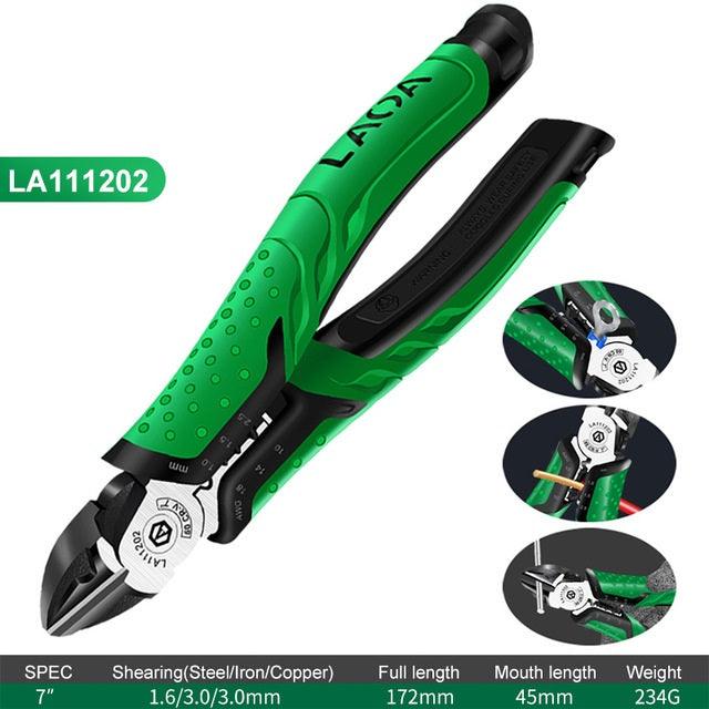 LAOA 7inch Multifunction Diagonal Pliers Wire Cutter Long Nose Pliers Side Cutter Cable Shears Electrician Professional Tools - MRSLM