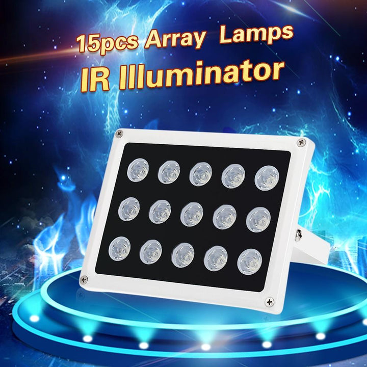 Infrared Illuminator 15 Array IR LEDS Night Vision Wide Angle Outdoor Waterproof for CCTV Security C - MRSLM