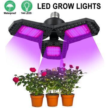 144 LED Grow Lights Panel Full Spectrum E27 LED Plant Growth Greenhouse Lamp - MRSLM