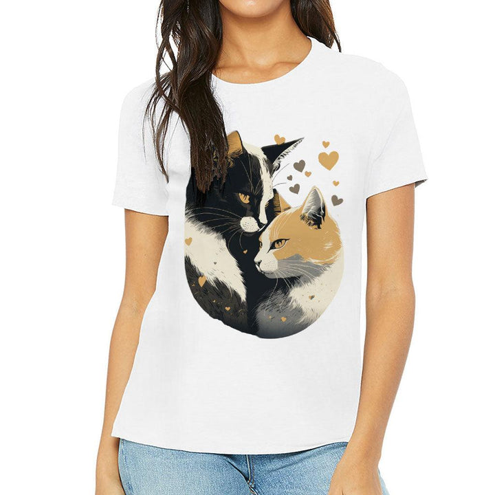 Cat Love Women's T-Shirt - Couple Style T-Shirt - Printed Relaxed Tee - MRSLM