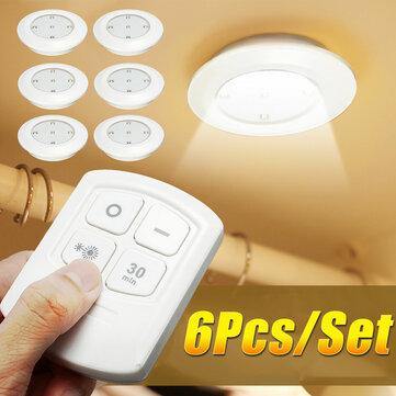 6PCS LED Wireless Cabinet Light Kitchen Counter Under Touch Closets Lighting Puck Lamp with Remote Control - MRSLM