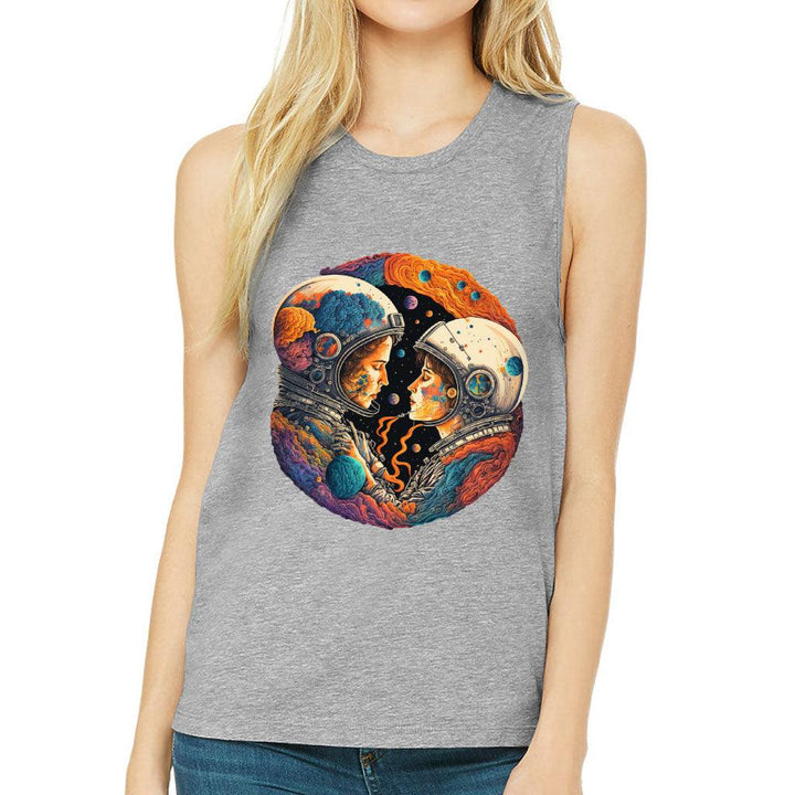 Love Astronaut Women's Muscle Tank - Fantasy Tank Top - Art Workout Tank - MRSLM