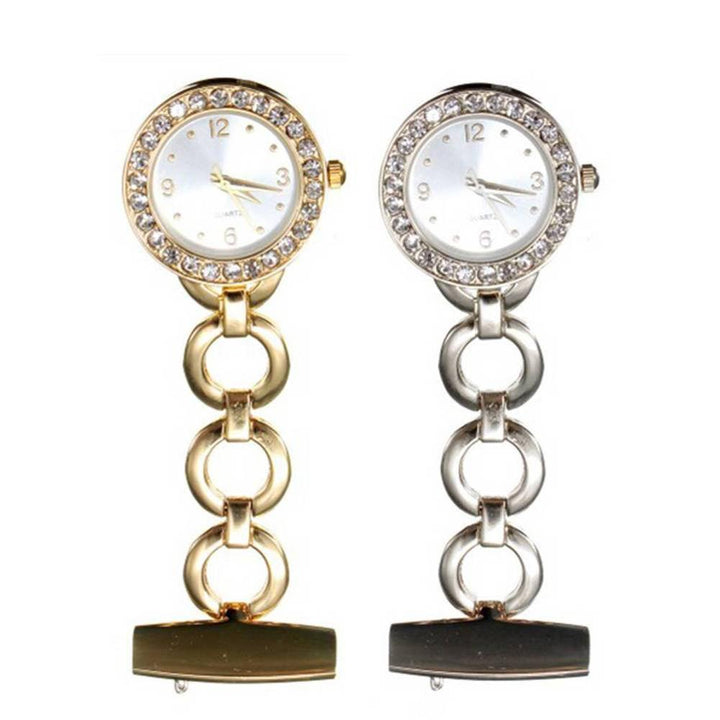 Luxury Rhinestone Round Dial Nurse Watch Brooch Pin Quartz Fob Pocket Watch - MRSLM