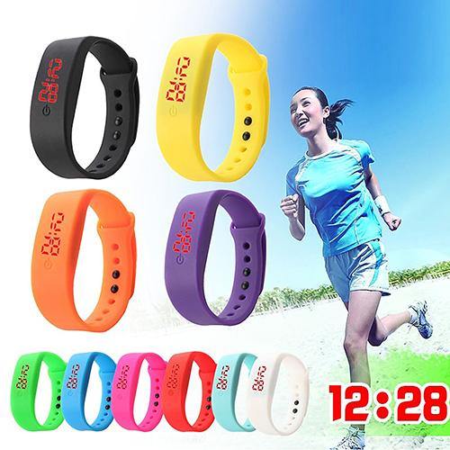 Women Men Silicone Band Strap Digital LED Display Bracelet Wrist Sports Watch - MRSLM